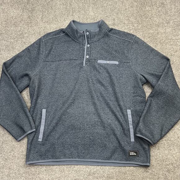 Eddie Bauer Pullover Sweater Mens XL Blue Fleece Quarter Snap Outdoor Layer Warm - Picture 1 of 10